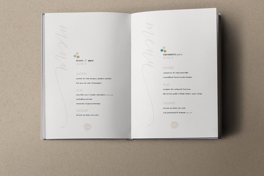 Graphiste maquettiste création carte menu restaurant