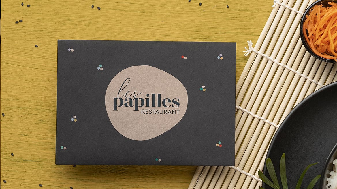 Conception graphique logo identité visuelle restaurant les papilles