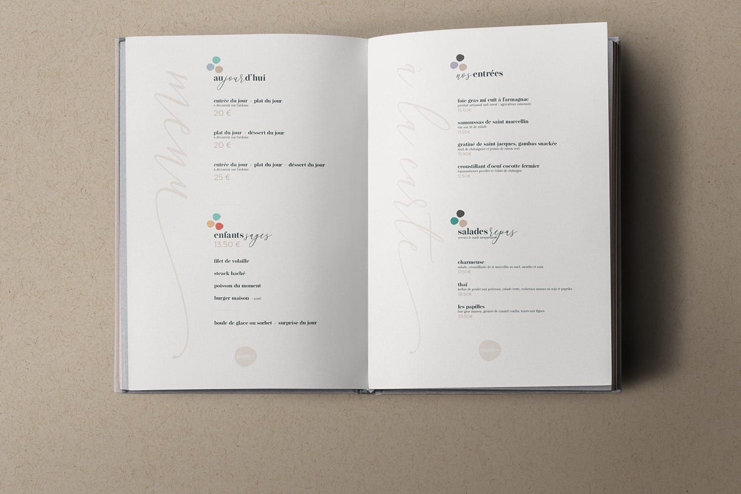 Graphiste maquettiste création carte menu restaurant